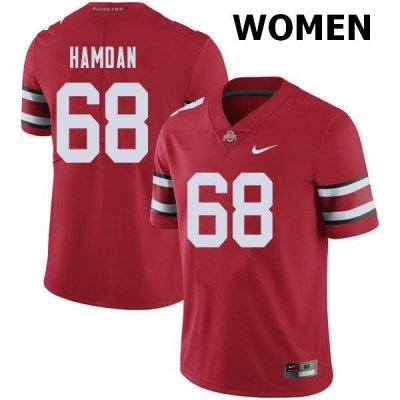 Women's Ohio State Buckeyes #68 Zaid Hamdan Red Nike NCAA College Football Jersey March FIK4644NL